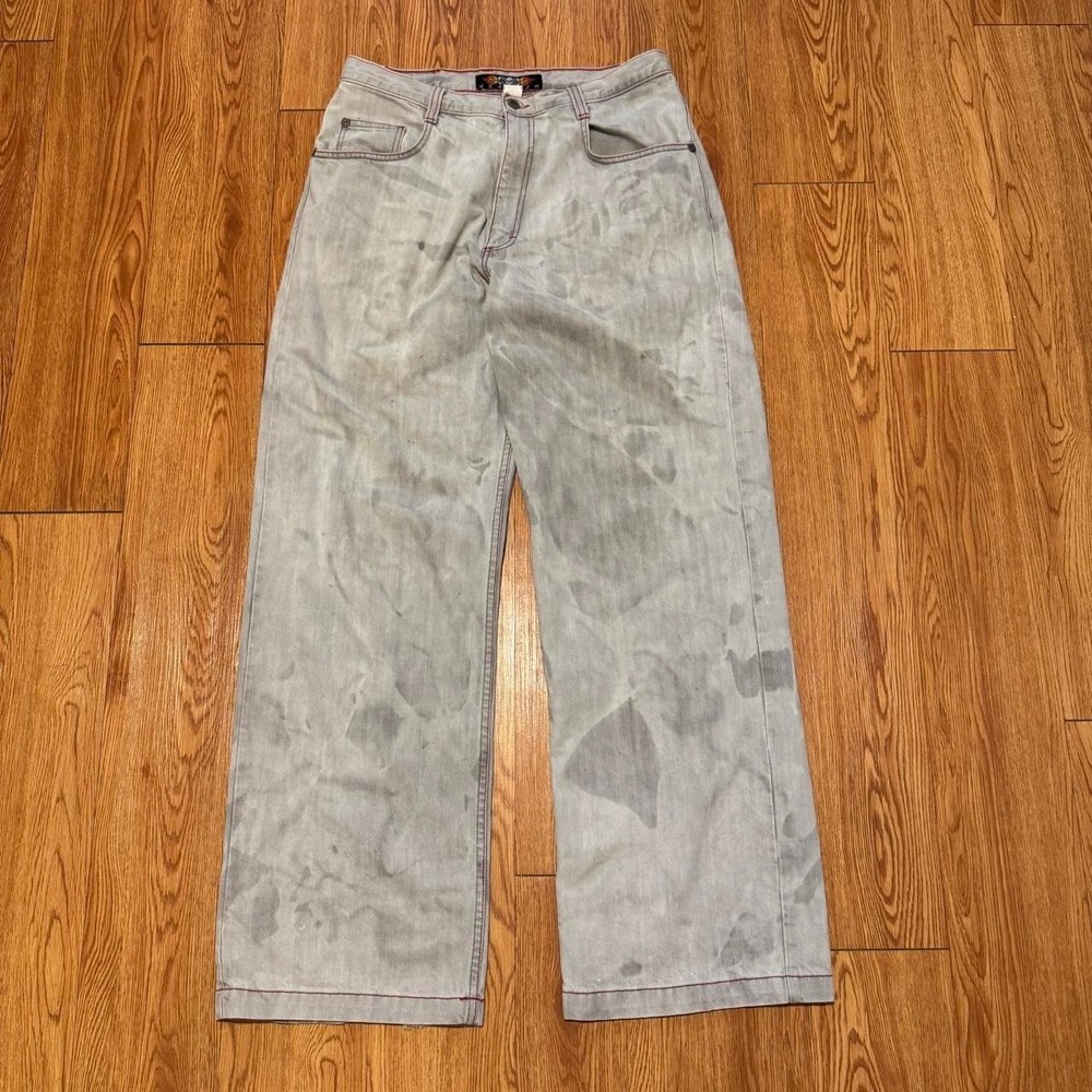 KikWear Men's Jeans Fits 34x33 Baggy Y2K Skater Gray Wide Leg